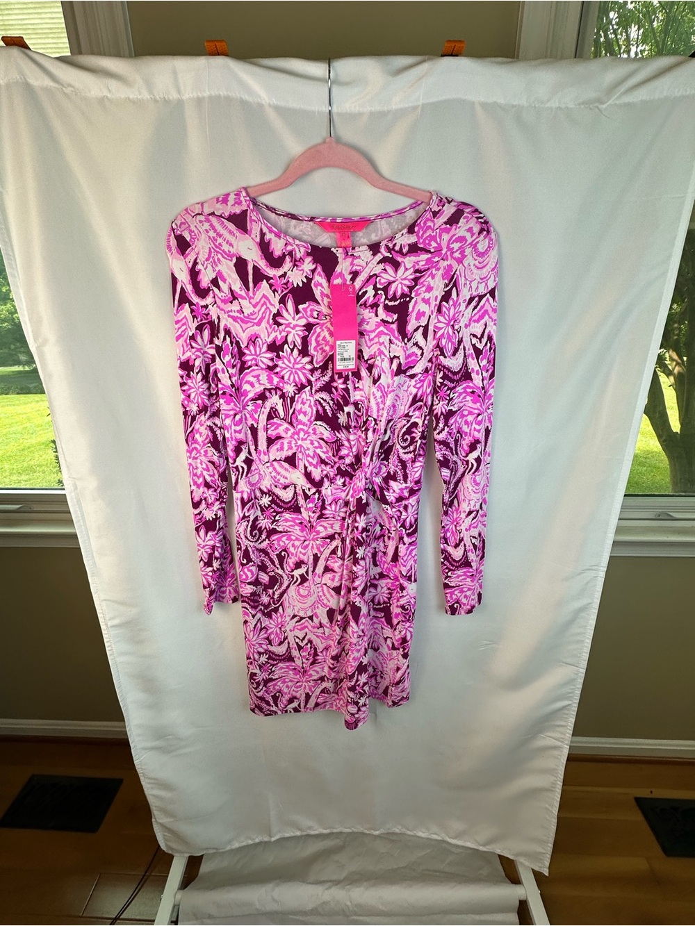 Lilly Pulitzer NWT, XS, Lynn long sleeve twist, mulberry wild ride, 014395